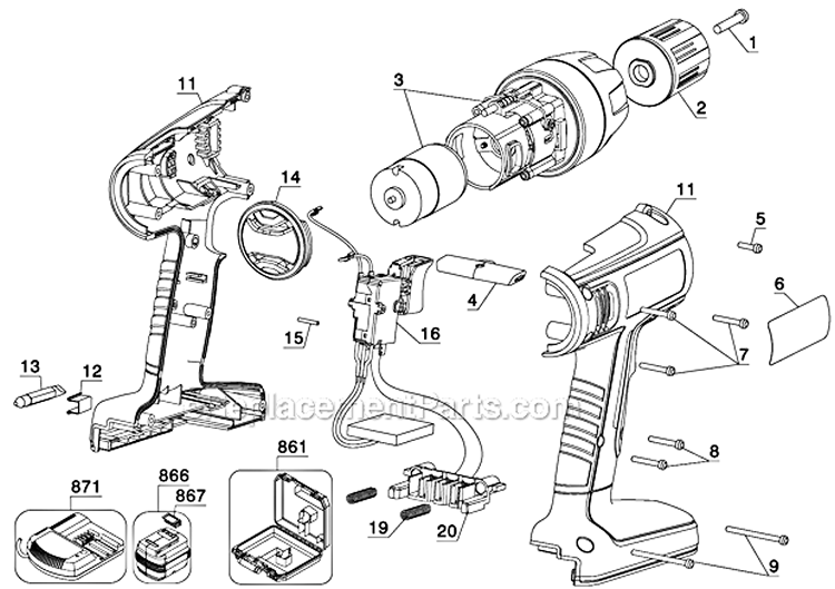 Page A Diagram and Parts List for FS14PSK Type 1 Black and Decker Cordless Drill
